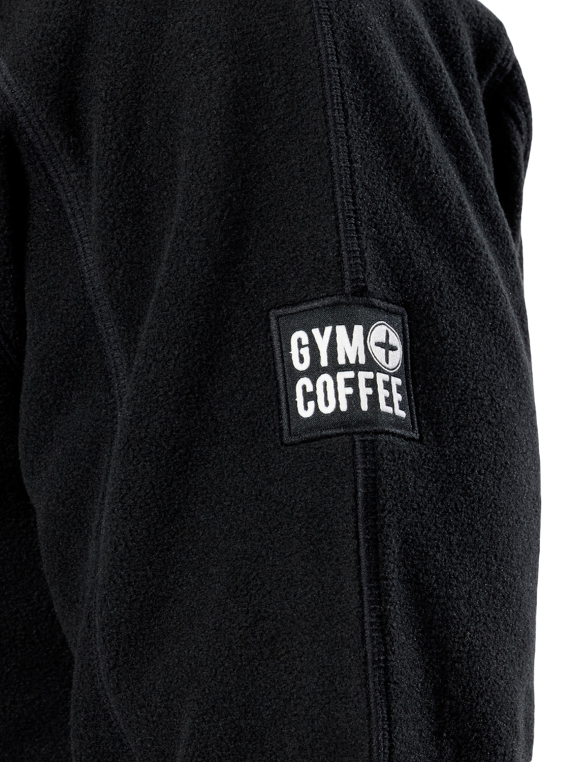 Product image 8 of 8, which shows Gym+Coffee Half Zip Polar Fleece, Deep Black, XXS