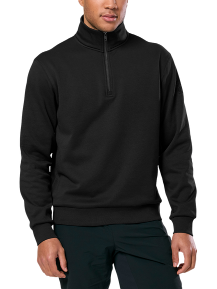 Gym+Coffee Men's Clubhouse Half Zip Oversized Sweatshirt, Black