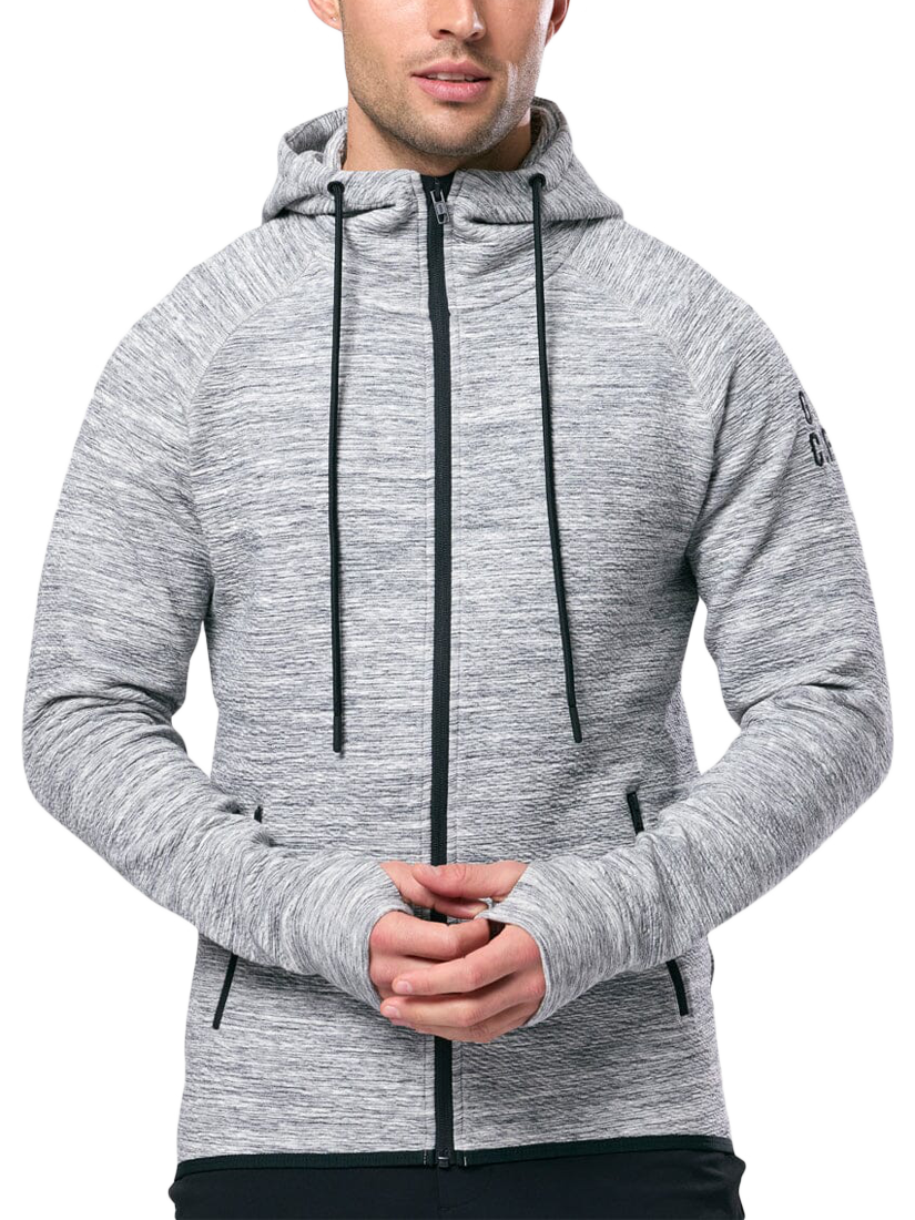 Product image 1 of 5, which shows Gym+Coffee Men's Fleck Hoodie, Grey Fleck, XXS