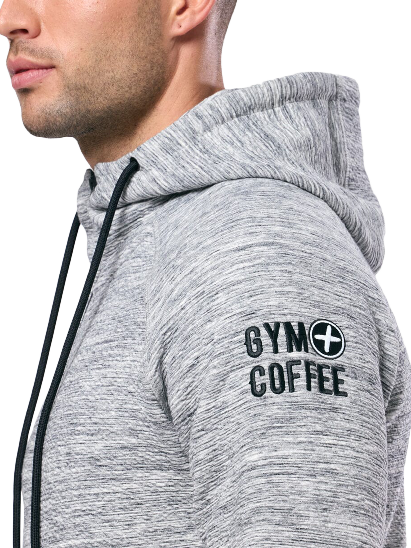 Product image 2 of 5, which shows Gym+Coffee Men's Fleck Hoodie, Grey Fleck, XXS