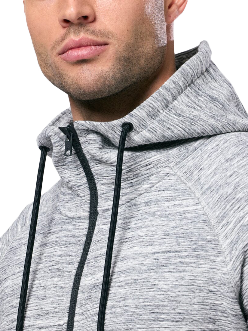 Product image 3 of 5, which shows Gym+Coffee Men's Fleck Hoodie, Grey Fleck, XXS