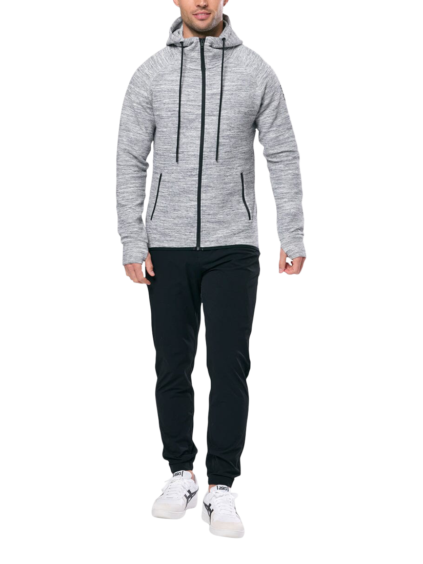 Product image 4 of 5, which shows Gym+Coffee Men's Fleck Hoodie, Grey Fleck, XXS