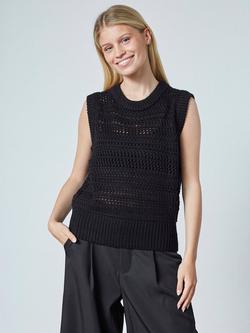 Sisters Point Helta Open Knit Top, Black, Black