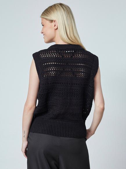 Sisters Point Helta Open Knit Top, Black - view 2, Black