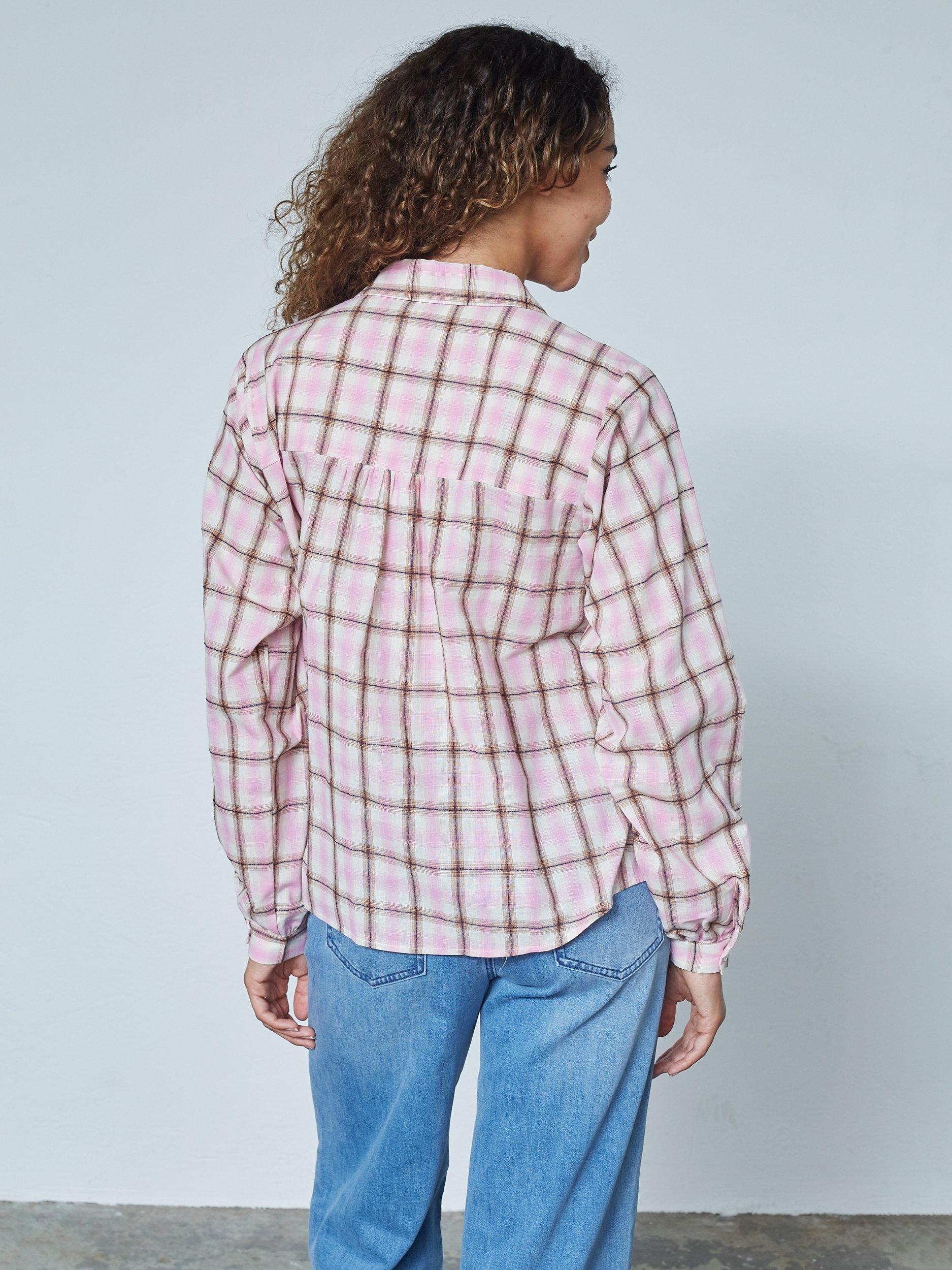 Product image 2 of 5, which shows Sisters Point Edva Check Shirt, Pink, L