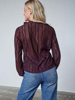 Sisters Point Eina Ruffle Lace Top, Dark Bordeaux - view 2, Dark Bordeaux