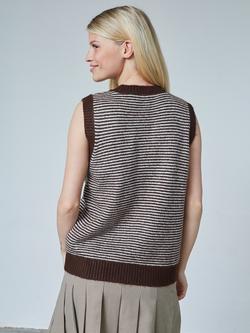 Sisters Point Megi Round Neck Stripe Knit Vest - view 2, Brown/Cream