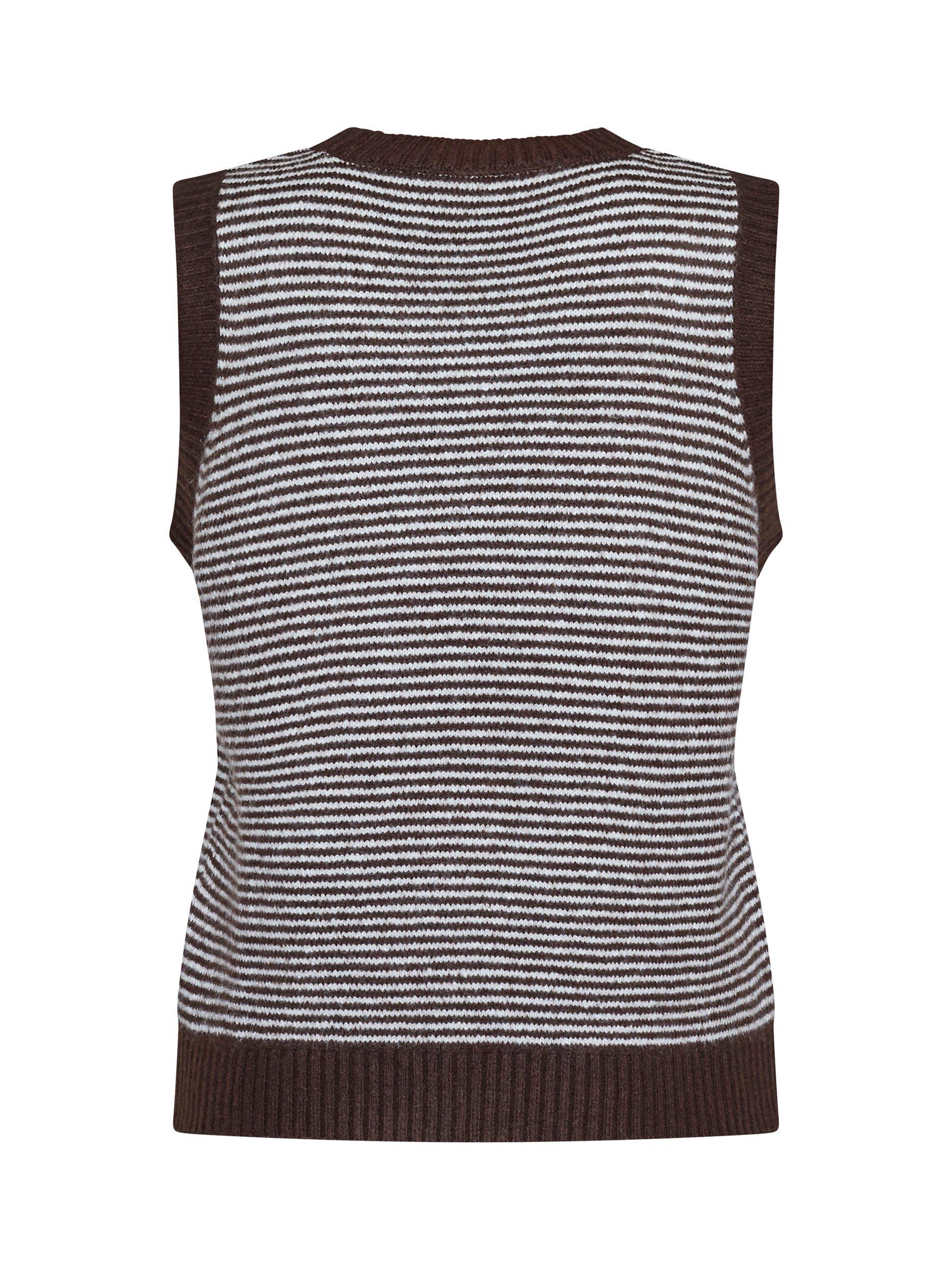 Product image 4 of 5, which shows Sisters Point Megi Round Neck Stripe Knit Vest , Brown/Cream, XL