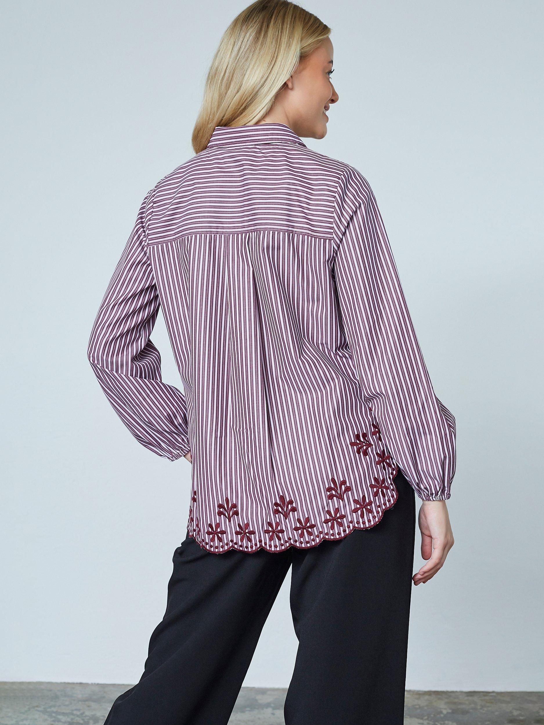 Product image 2 of 4, which shows Sisters Point Striped Blouse, Bordeaux/White, XS
