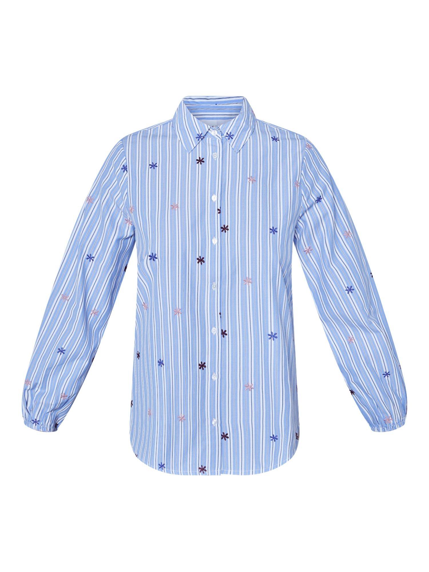 Product image 3 of 4, which shows Sisters Point Stars and Stripes Blouse, Blue, XL