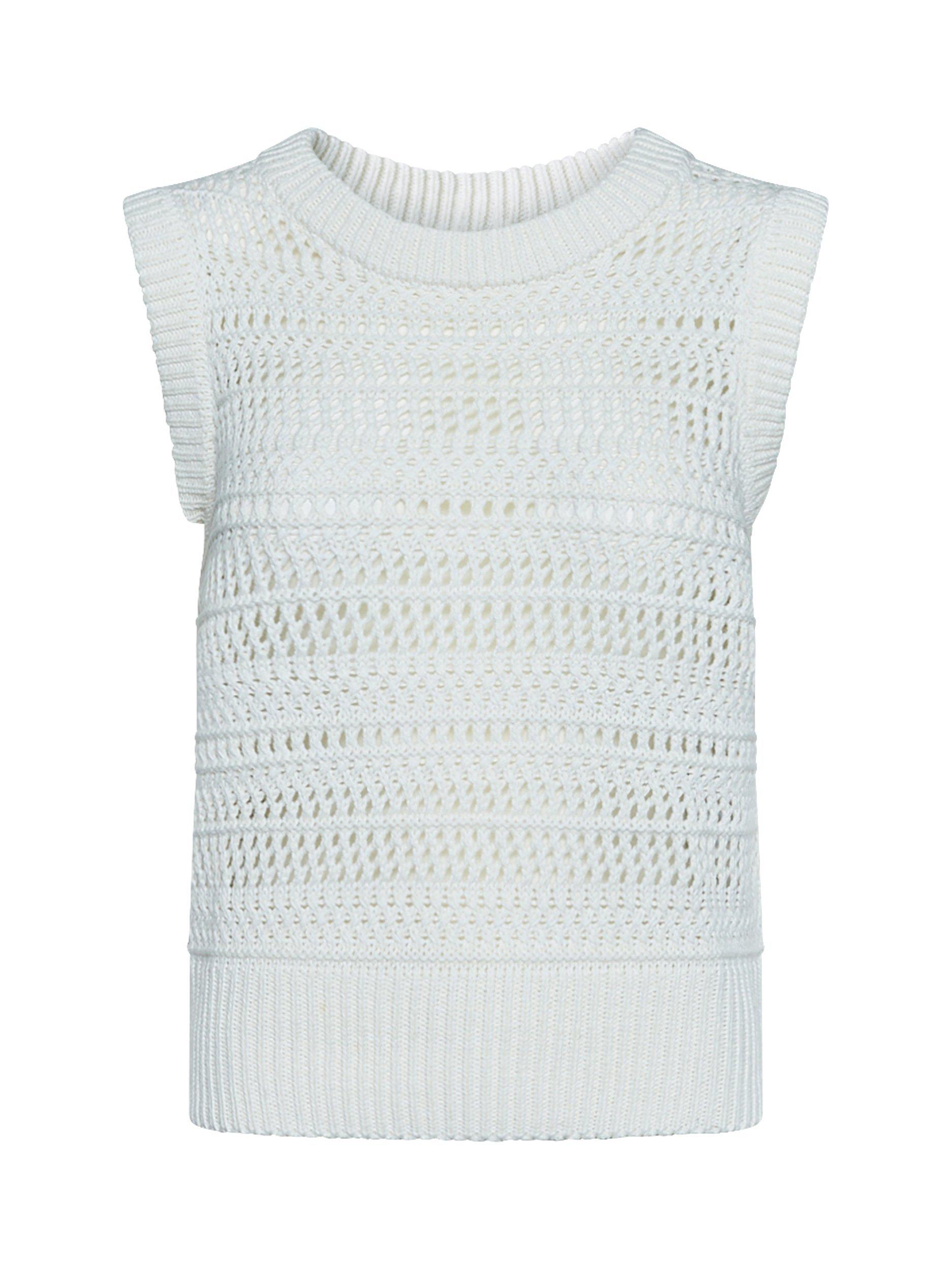 Product image 3 of 4, which shows Sisters Point Helta Open Knit Top, Cream, XL