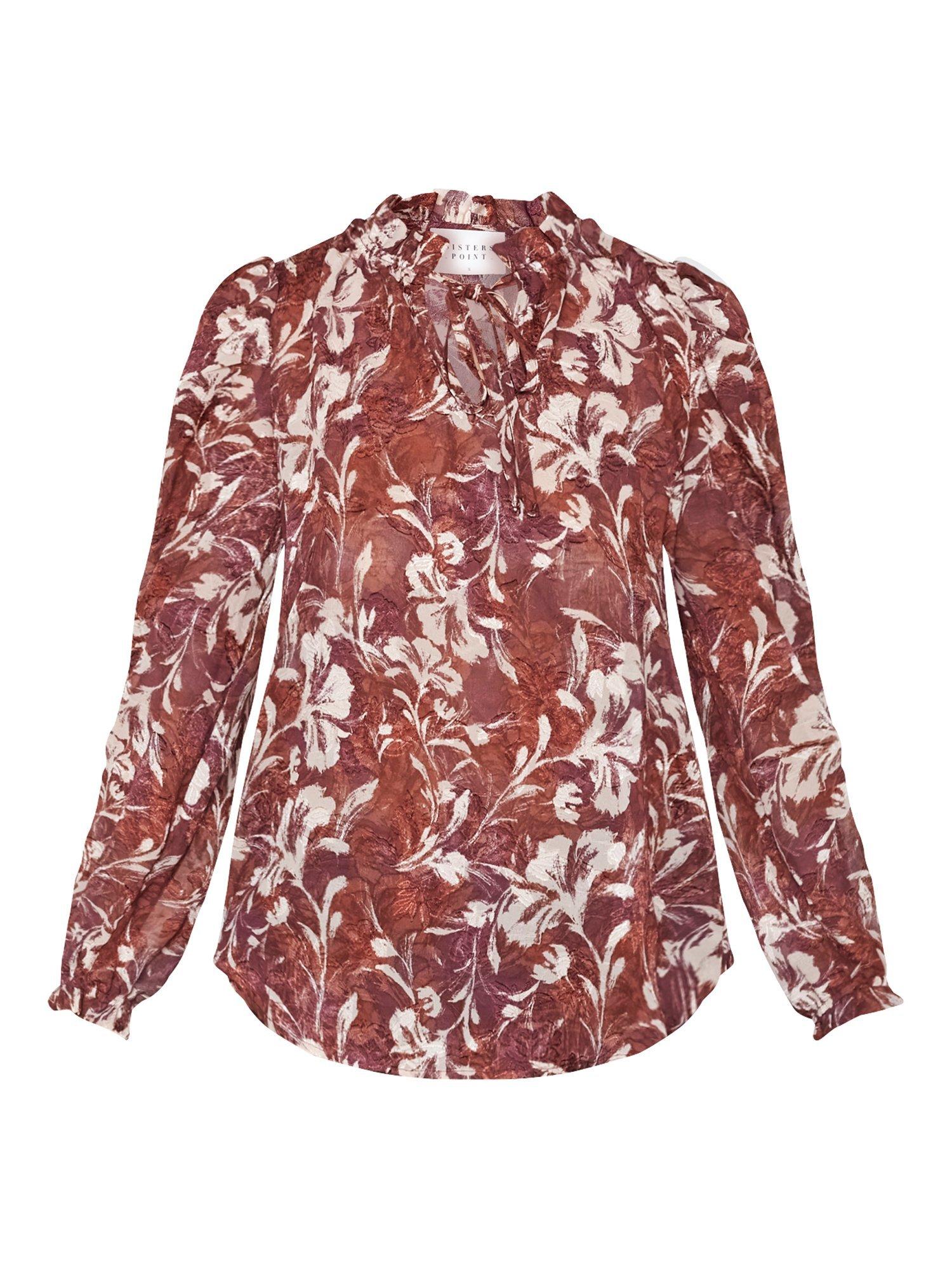 Product image 3 of 4, which shows Sisters Point Elza Paisley Top, Bordeaux, XS