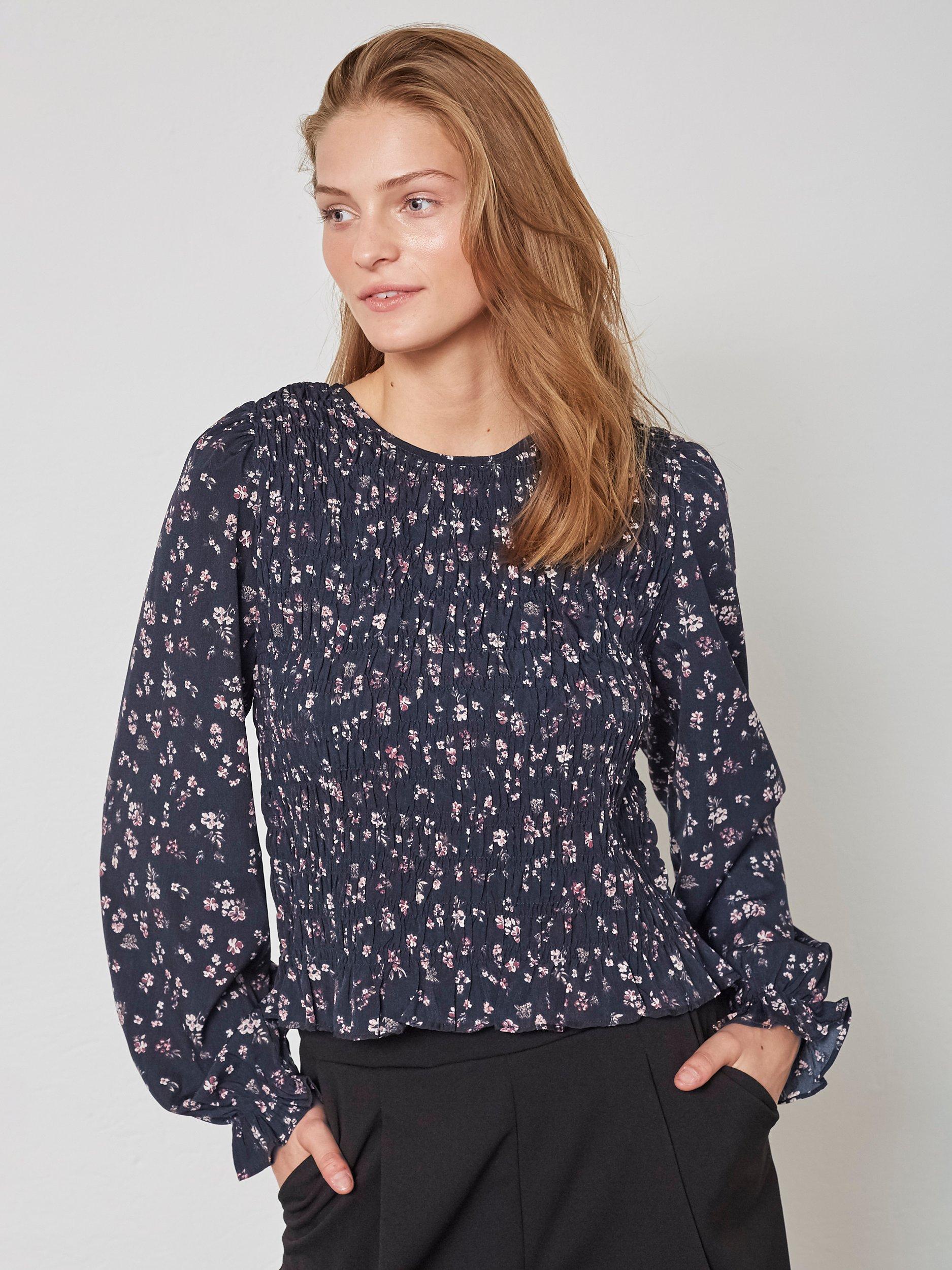Product image 1 of 4, which shows Sisters Point Nix Floral Top, Navy/Multi, XS