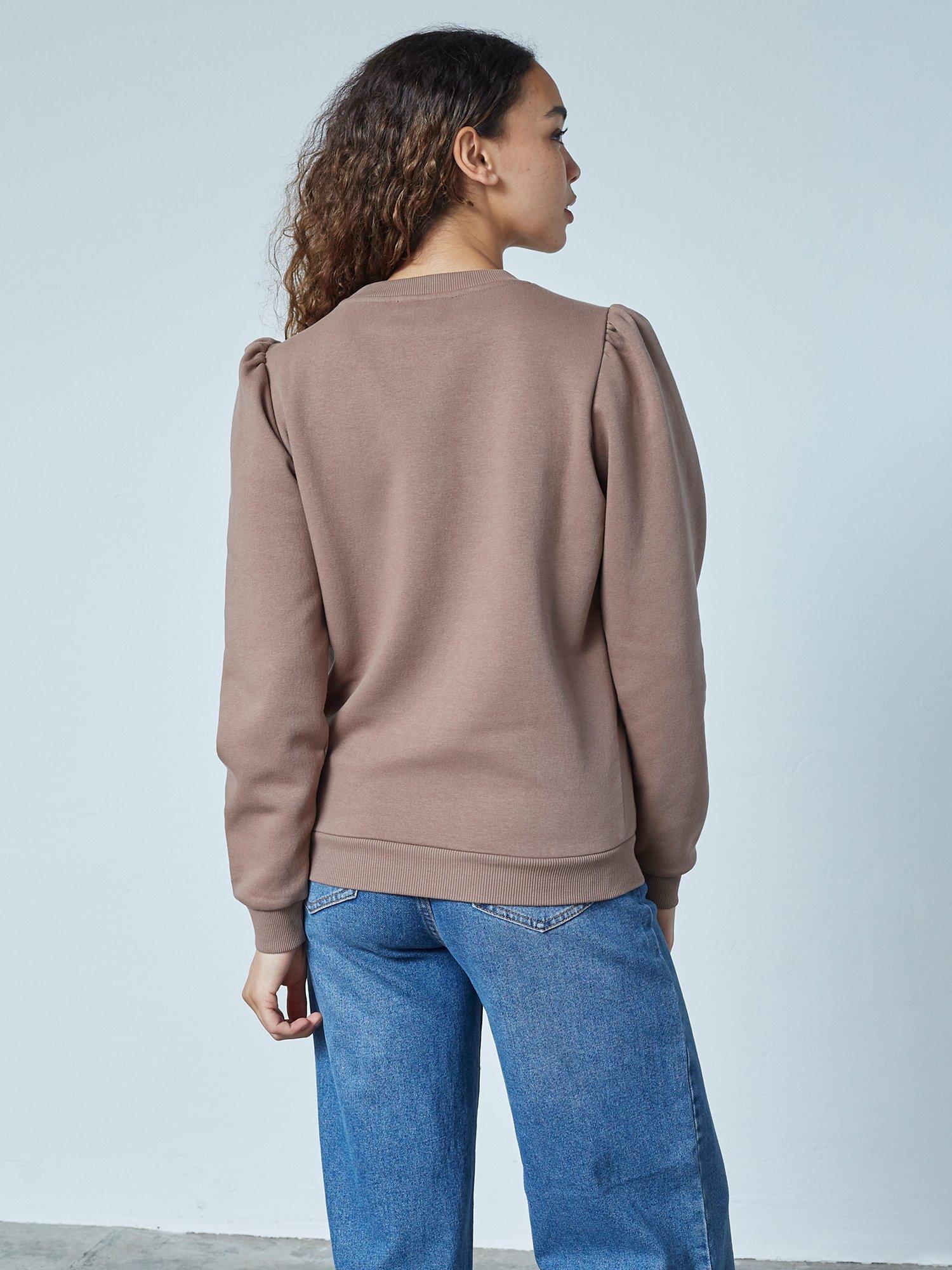 Product image 2 of 4, which shows Sisters Point Peva Puff Sleeve Sweatshirt, Cappuccino, XS
