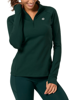 Gym+Coffee Women's Relentless Quarter Zip Sports Top, Amazon Green