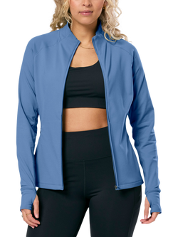 Gym+Coffee Women's Relentless Full Zip Jacket, Oasis Blue, Oasis Blue