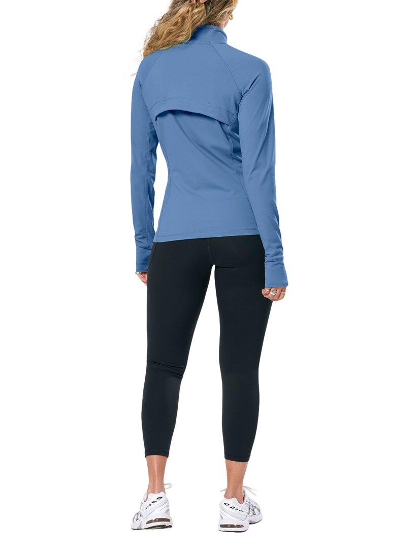 Product image 3 of 5, which shows Gym+Coffee Women's Relentless Full Zip Jacket, Oasis Blue, 4