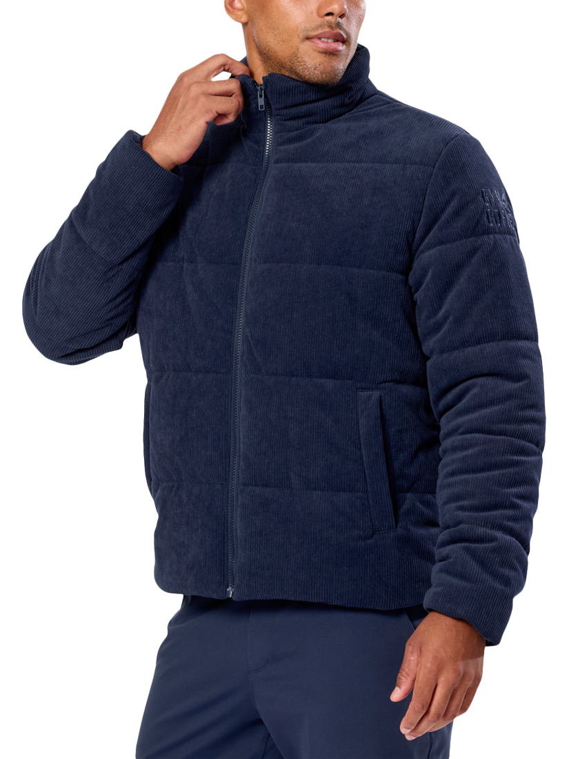 Product image 2 of 8, which shows Gym+Coffee Unisex Cord Puffer Jacket, Twilight Navy, XXS