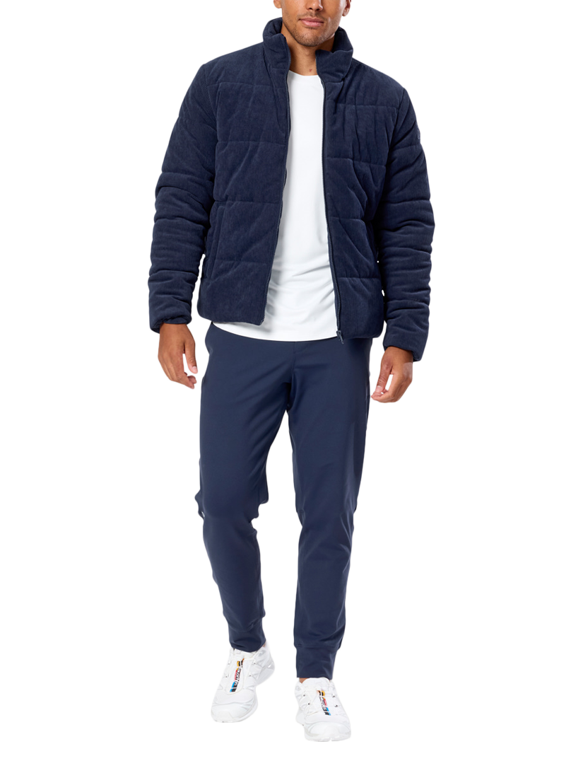 Product image 3 of 8, which shows Gym+Coffee Unisex Cord Puffer Jacket, Twilight Navy, XXS