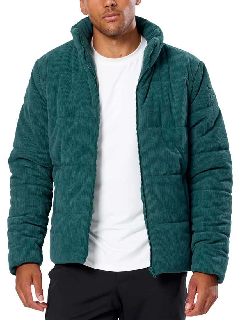 Product image 1 of 8, which shows Gym+Coffee Unisex Cord Puffer Jacket, Amazon Green, XXS