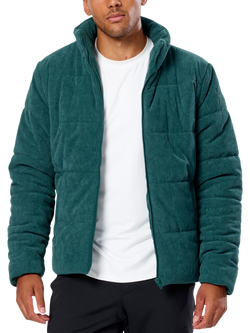 Gym+Coffee Unisex Cord Puffer Jacket, Amazon Green