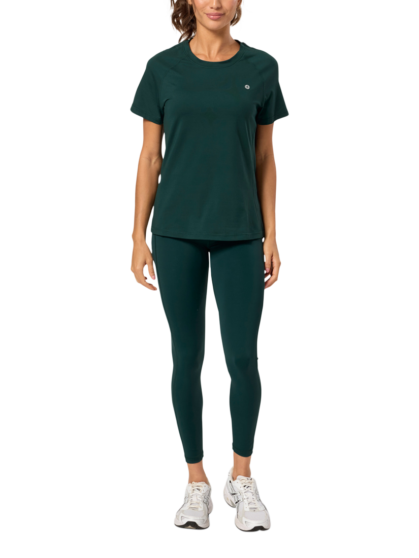 Product image 2 of 8, which shows Gym+Coffee Women's Relentless T-Shirt, Amazon Green, XXS