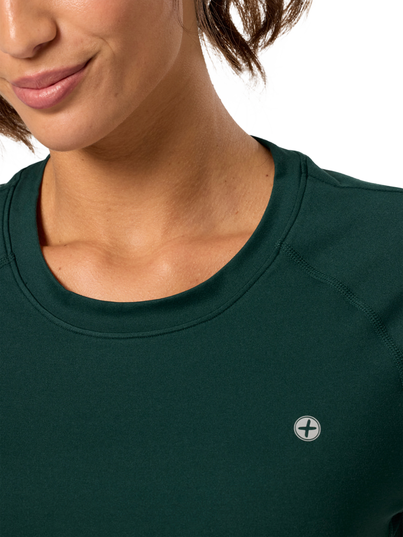 Product image 4 of 8, which shows Gym+Coffee Women's Relentless T-Shirt, Amazon Green, XXS