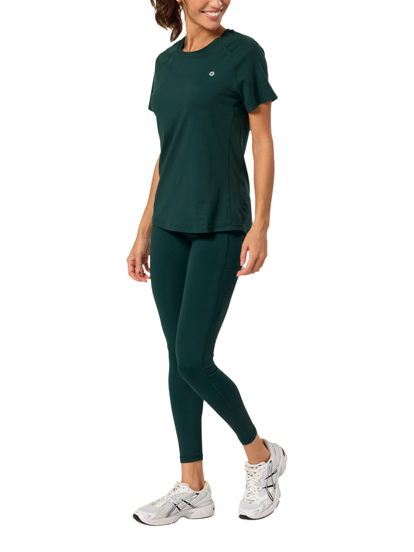 Product image 6 of 8, which shows Gym+Coffee Women's Relentless T-Shirt, Amazon Green, XXS