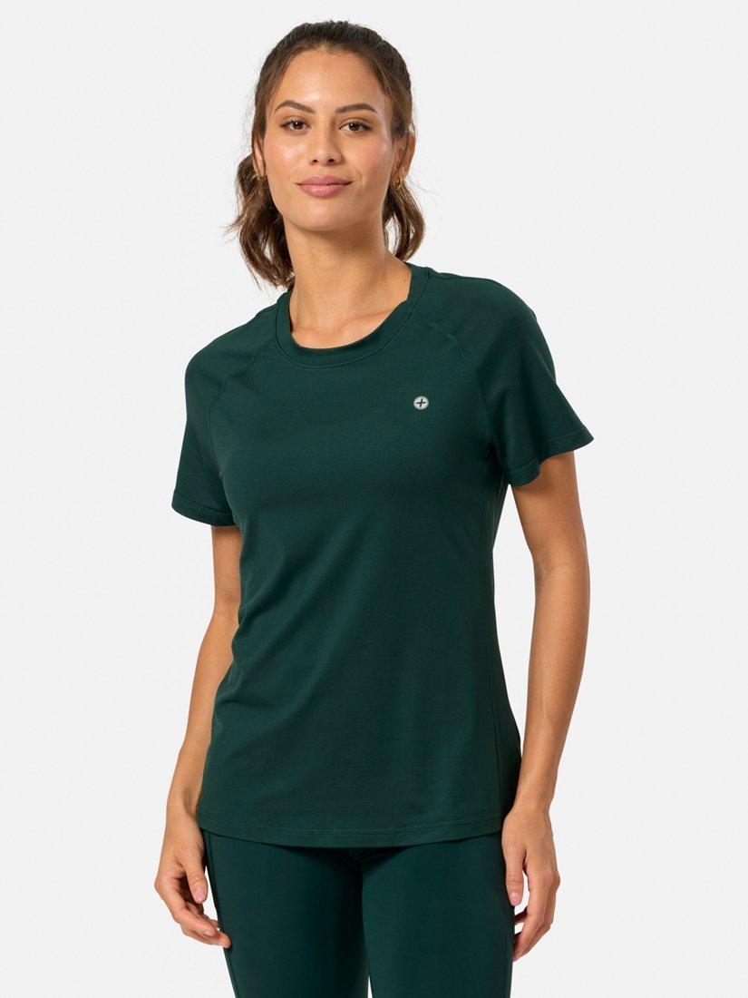 Product image 8 of 8, which shows Gym+Coffee Women's Relentless T-Shirt, Amazon Green, XXS