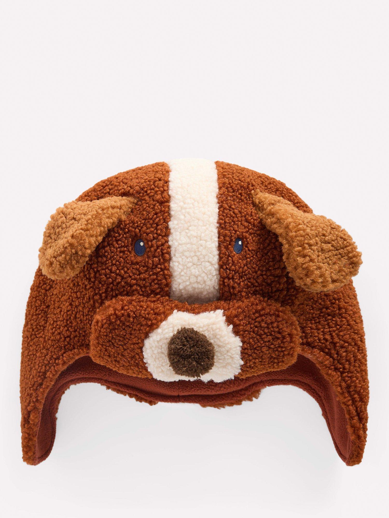 Product image 1 of 3, which shows Mini Boden Kids' Novelty Trapper Hat, Brown Dog, 9-12 years