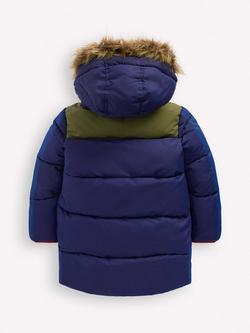 Mini Boden Kids' Fleece Lined Coat, Navy/Multi - view 2, Navy/Multi