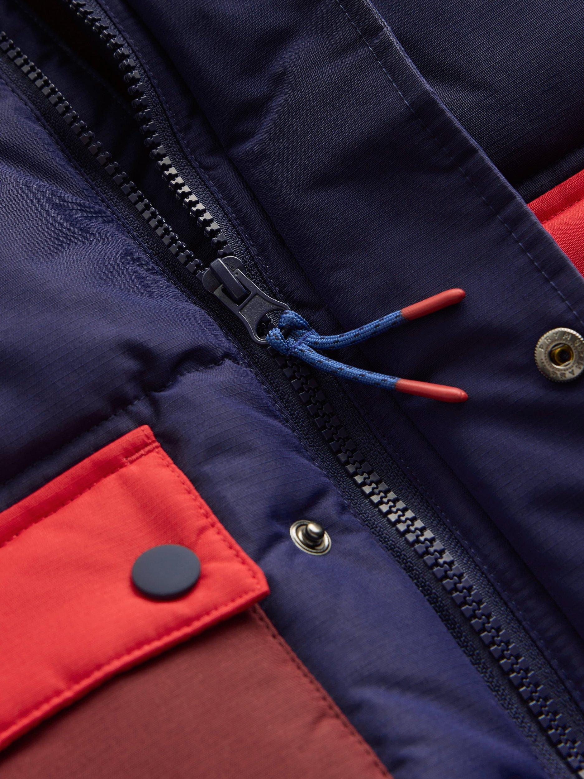Product image 3 of 5, which shows Mini Boden Kids' Fleece Lined Coat, Navy/Multi, 2-3 years