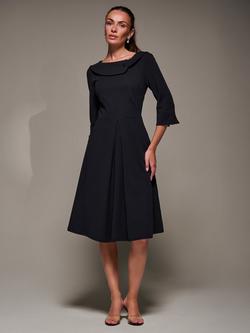 Jolie Moi Roll Collar Long Sleeve Midi Dress, Black