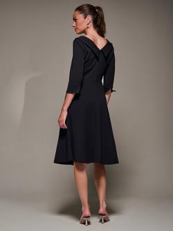 Jolie Moi Roll Collar Long Sleeve Midi Dress - view 2, Black