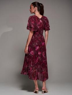 Jolie Moi Angel Sleeve Wrap Dress, Burgundy Abstract - view 2, Burgundy Abstract