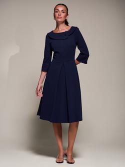 Jolie Moi Roll Collar Long Sleeve Midi Dress, Navy