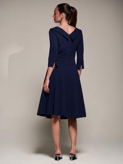 Jolie Moi Roll Collar Long Sleeve Midi Dress - view 2, Navy