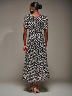 Jolie Moi Chiffon Floaty Dress, Black Spot - view 2, Black Spot