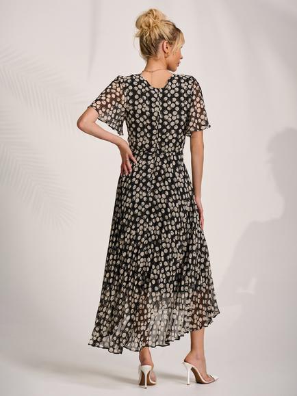Jolie Moi Chiffon Floaty Dress, Black Spot - view 2, Black Spot