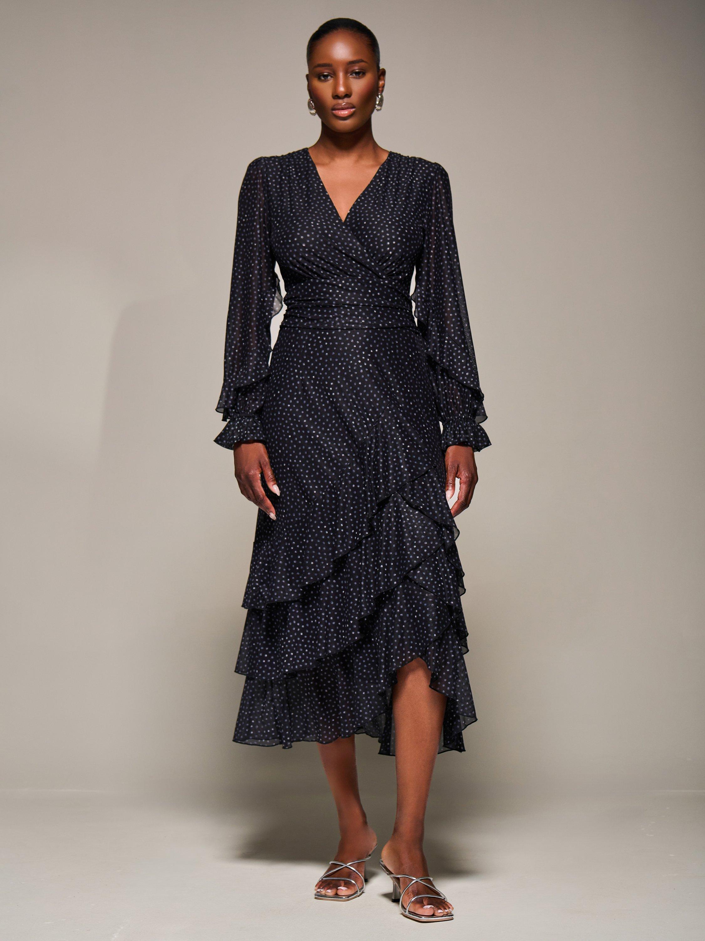 mesh frill dress Joss Mesh Ruffle Maxi Dress