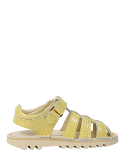 Kickers Kids' Glitter Leather Kick Sandals, Yellow, Yellow