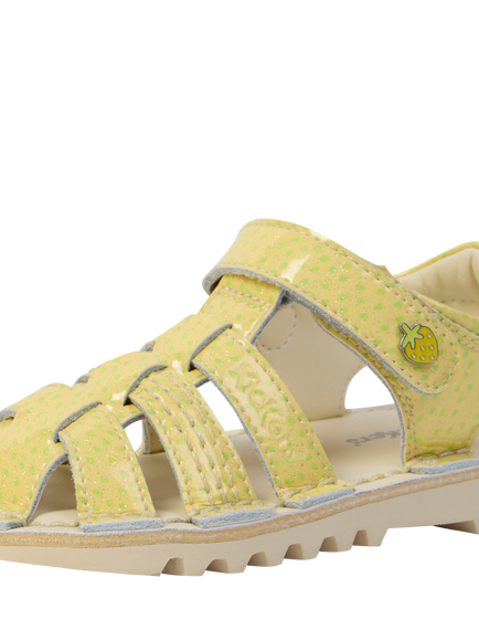 Kickers Kids' Glitter Strawberry Scented Leather Kick Sandals, Yellow - view 2, Yellow