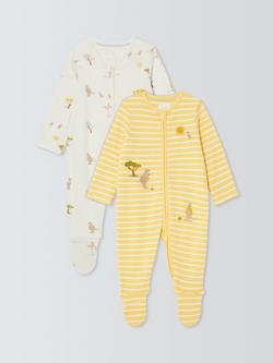 John Lewis Baby Kangaroo Sleepsuit, Pack of 2, Yellow, Yellow