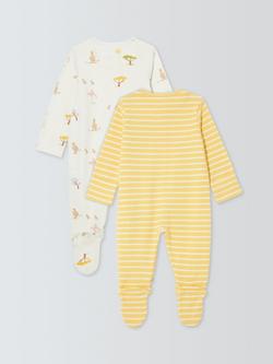 John Lewis Baby Kangaroo Sleepsuit, Pack of 2, Yellow - view 2, Yellow