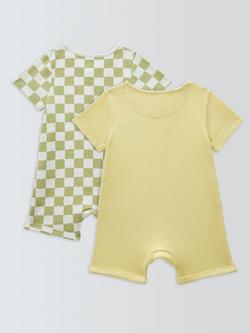 John Lewis Baby Ribbed/Print Rompers, Pack of 2, Multi - view 2, Multi
