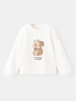 Mango Kids' Ardilla Cotton Squirrel Sweatshirt, Natural White - view 2, Natural White