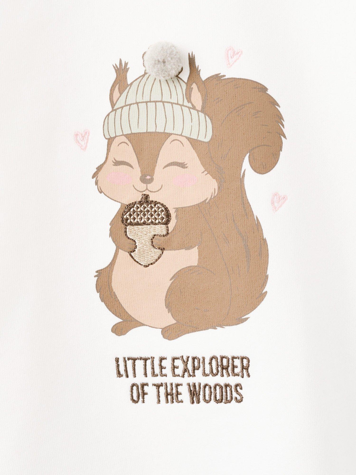 Product image 5 of 5, which shows Mango Kids' Ardilla Cotton Squirrel Sweatshirt, Natural White, 18-24 months