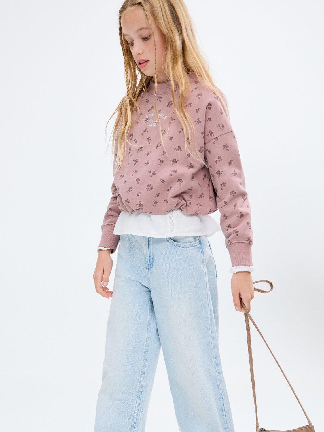 Product image 1 of 7, which shows Mango Kids' Camp Girls Sweatshirt, Pink, 11-12 years