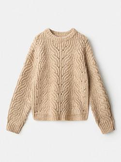Mango Kids' Maple Chunky Knit Jumper, Medium Brown, Medium Brown