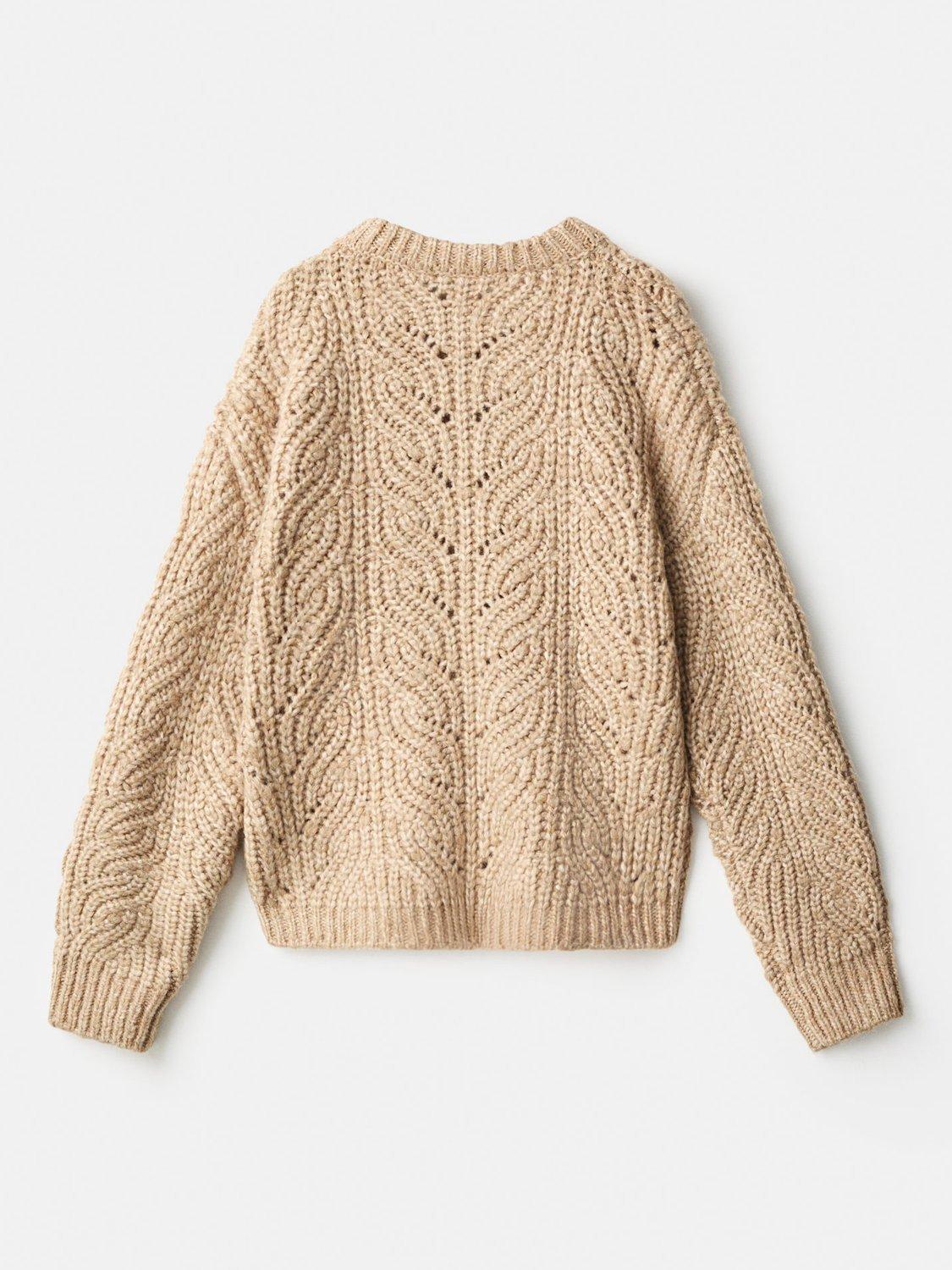 Product image 2 of 4, which shows Mango Kids' Maple Chunky Knit Jumper, Medium Brown, 5-6 years